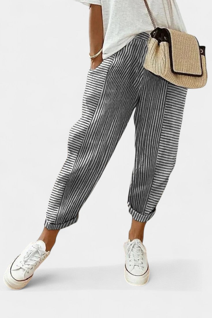 AINARA | Pantalón de lino a rayas