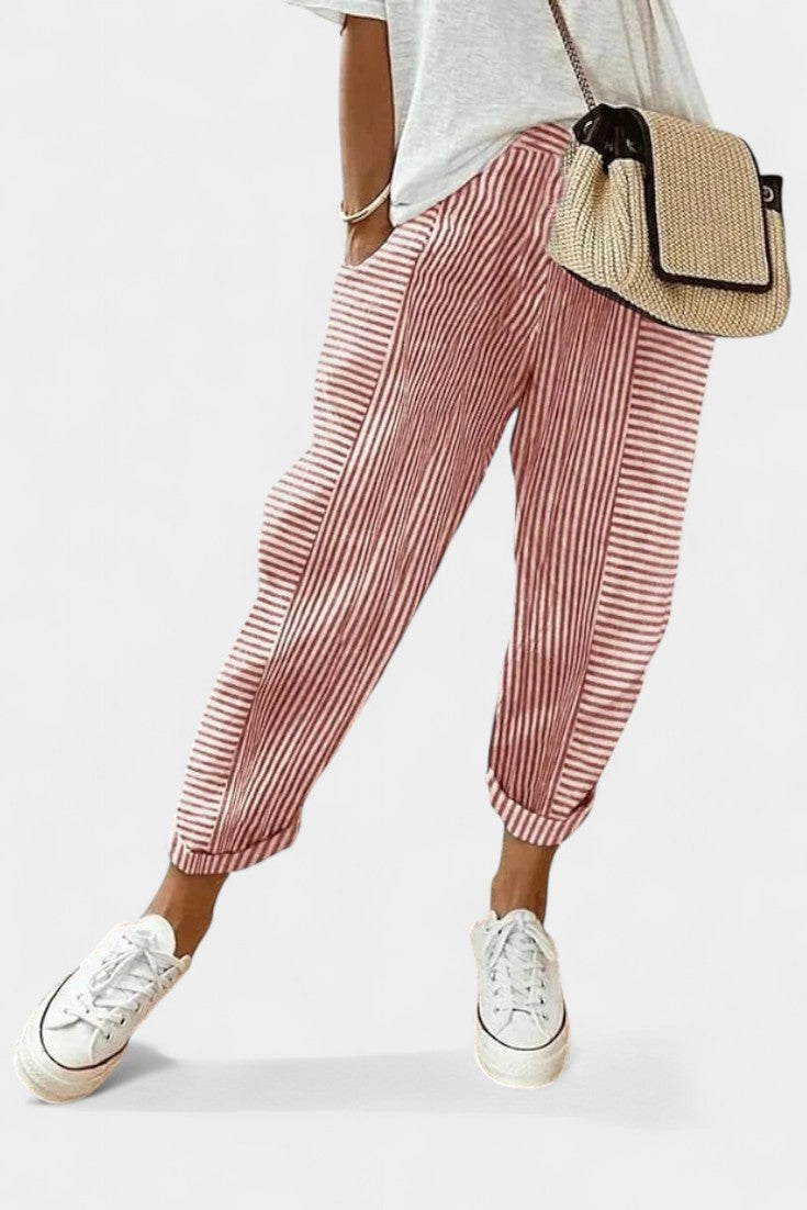 AINARA | Pantalón de lino a rayas