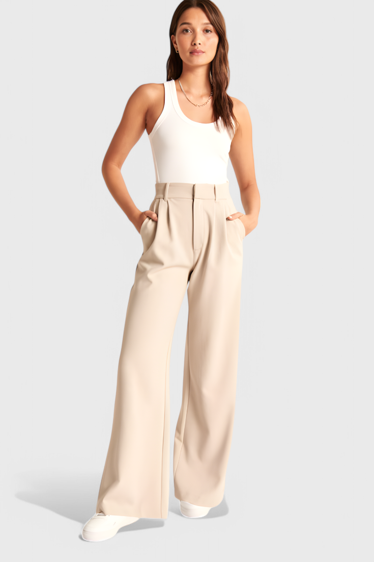 LEONOR | Pantalón recto de cintura alta y elástico