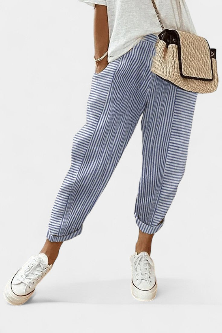 AINARA | Pantalón de lino a rayas